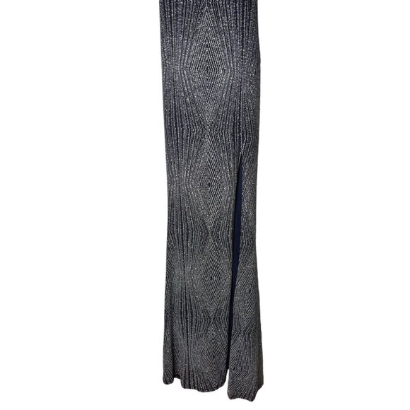 Trixxi Womens Black & White Geometric V-Neck Maxi Dress With Slit Size 1 - Picture 2 of 7